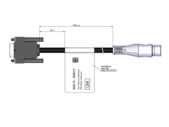Adapter cable USB2CAN Hirschmann plug 36V 36982-6