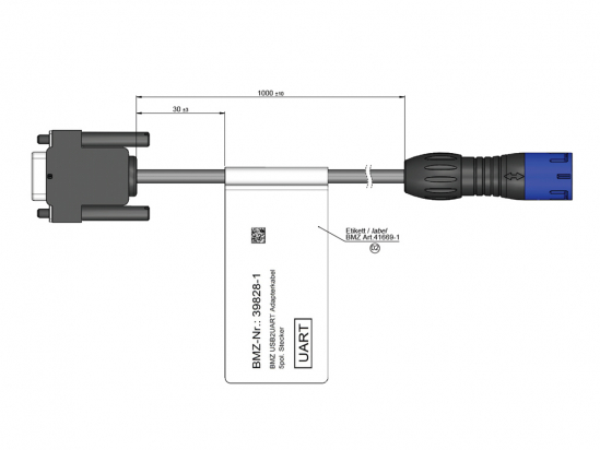 Adapter cable USB2UART 5-pin round plug 39828-1
